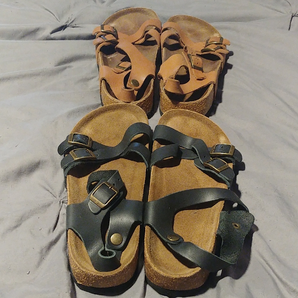 Brown and Black Sandals with Adjustable Straps